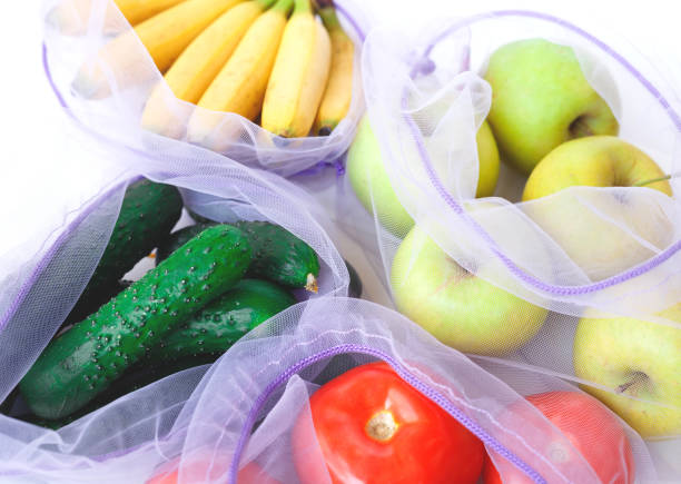 istock Package-free shopping. Eco friendly bag with vegetables. Zero waste concept 1225924744