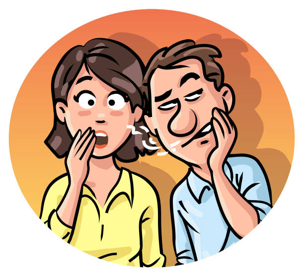 mann verbreitet gerüchte - rudeness whispering gossip humor stock-grafiken, -clipart, -cartoons und -symbole