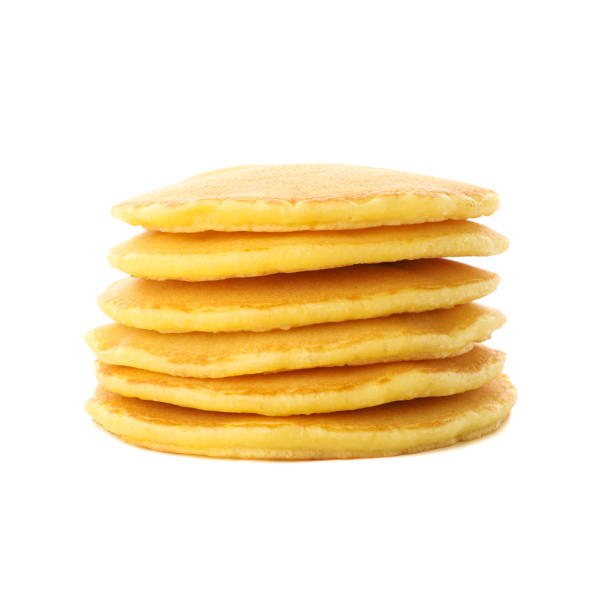 istock Tasty pancakes isolated on white background. Sweet breakfast 1225930109