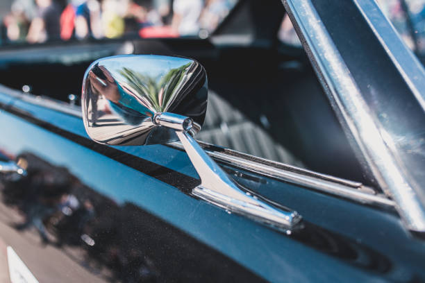 istock Old school exterior rearview mirror on a retro car 1225931601