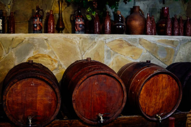 istock Vintage cask cellar production of cognac b 1225936299