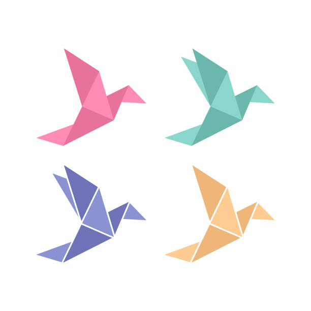 Origami bird. Origami birds vector pack. Origami birds vector set. Origami bird. Origami birds vector pack. Origami birds vector set. origami cranes stock illustrations