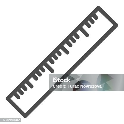 istock Ruler line icon, stationery concept, office or school measure tool vector sign on white background, straightedge symbol in outline style for mobile concept and web design. Vector graphics. 1225941582