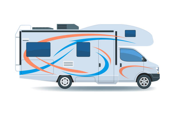 ilustrações de stock, clip art, desenhos animados e ícones de motorhome or recreational vehicle rv camper car - caravana