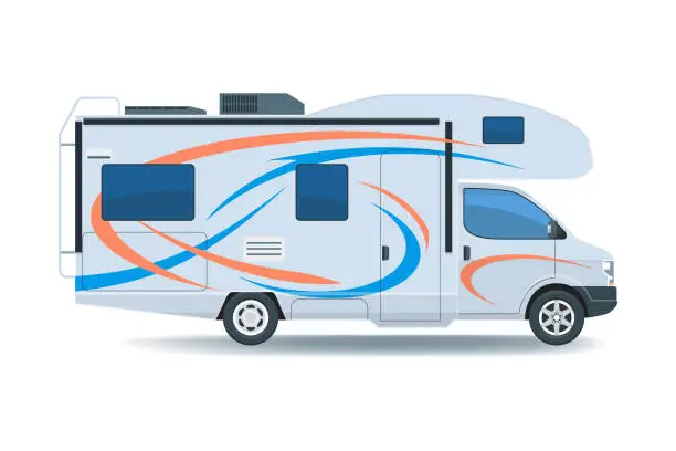 Vector illustration of Motorhome or recreational vehicle RV camper car