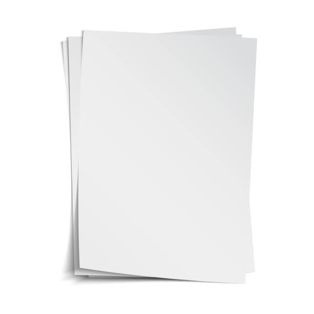 ilustrações, clipart, desenhos animados e ícones de pilha de folhas em branco com sombra, modelo vetorial - white card