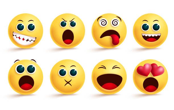 istock Emoticon vector set. Emoji and yellow face emoticons with dizzy, shouting, in love and happy cute facial expressions. 1225948459