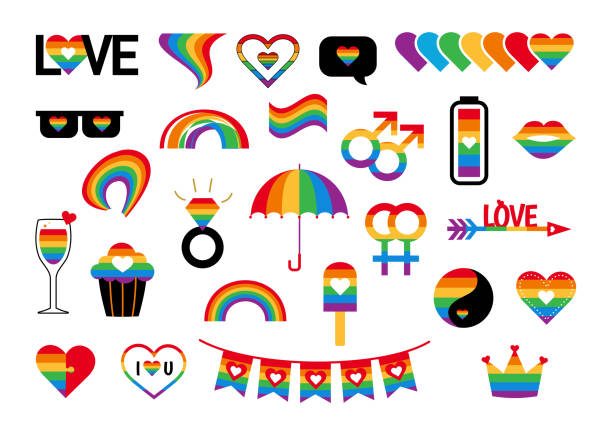 ilustrações, clipart, desenhos animados e ícones de símbolos de orgulho vetorial definem festa lgbt gay - symbols of peace fotos