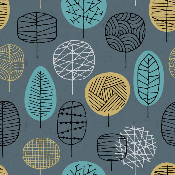 Vector illustration of Abstract seamless pattern with Forest background.