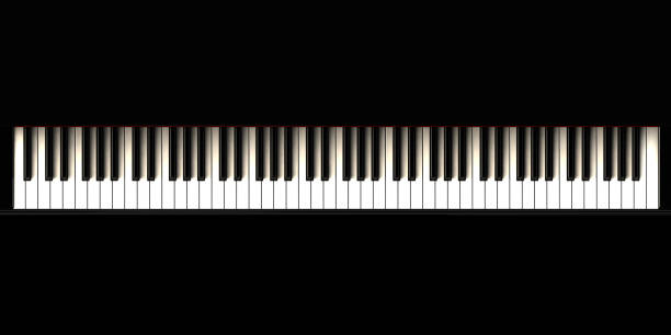 Side view of Piano keys with shallow depth of field. Classic grand piano keyboard background.