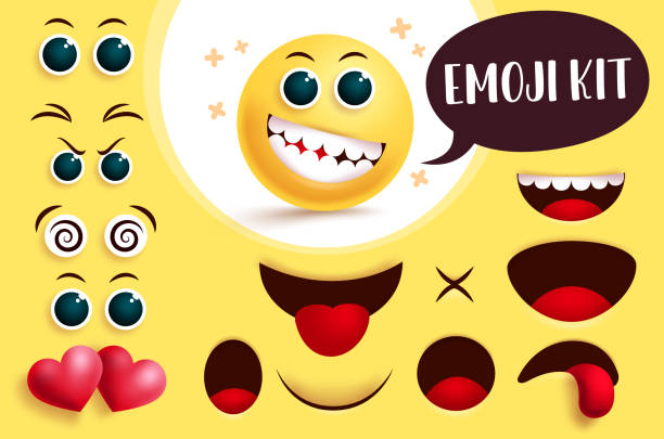 istock Emoji vector create kit. Yellow face emoji and emoticon with editable eyes and mouth to create cute facial expression. 1225949292