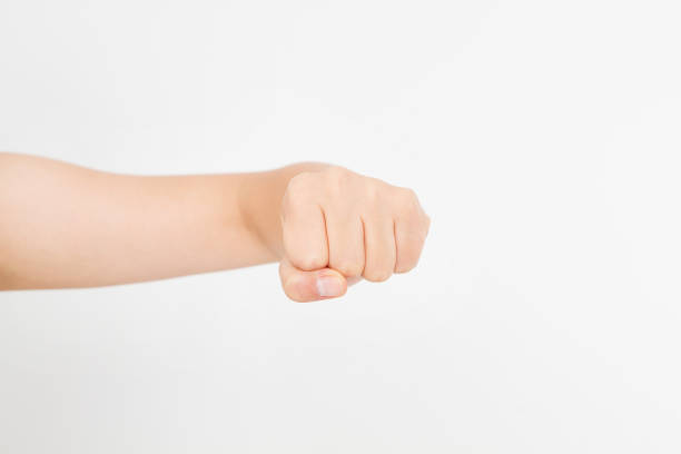 istock fist isolated on a white. Front view. Mock up. Copy space. Template. Blank. 1225955662