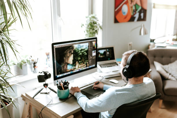 istock Digital artist at work from his home office 1225957322