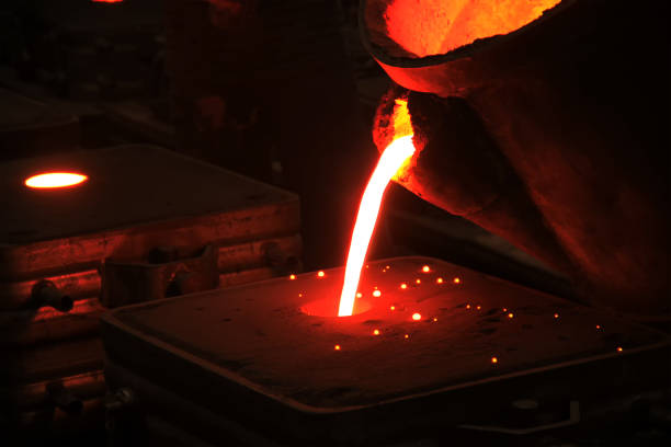 istock Sand casting (sand molded casting). These castings are made using sand molds formed from wet sand which contains water and organic bonding compounds, typically referred to as clay. 1225958717