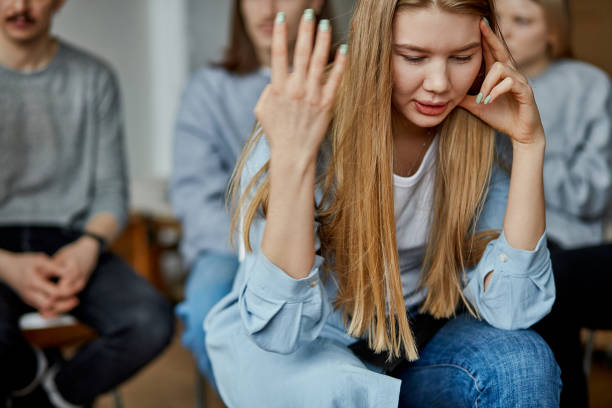 istock stressful girl talk about her problems connected with alcohol 1225960208