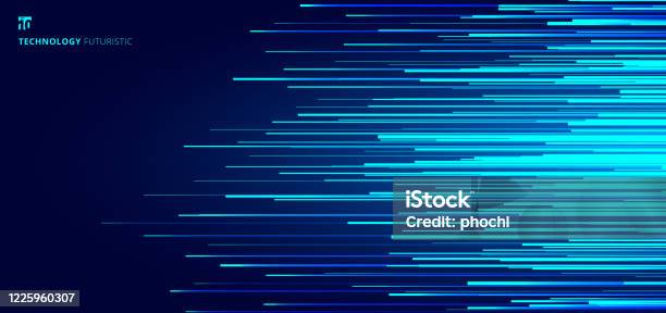 Abstract Glowing Blue Horizontal Lines Pattern On Dark Background Stock ...