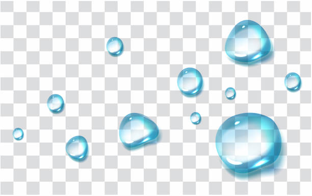 прозрачные капли, изолированные на сером фоне - drop water waterdrop raindrop stock illustrations