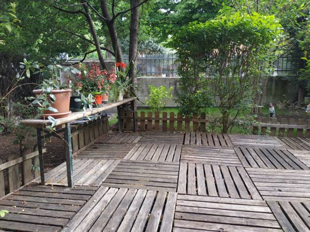 istock small garden with potted plants 1225963483
