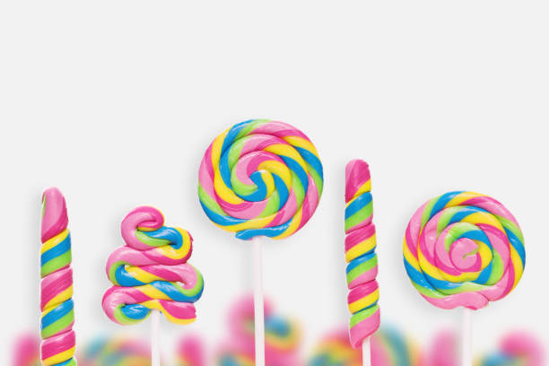 istock Set of colorful lollipops on white background. 1225969733