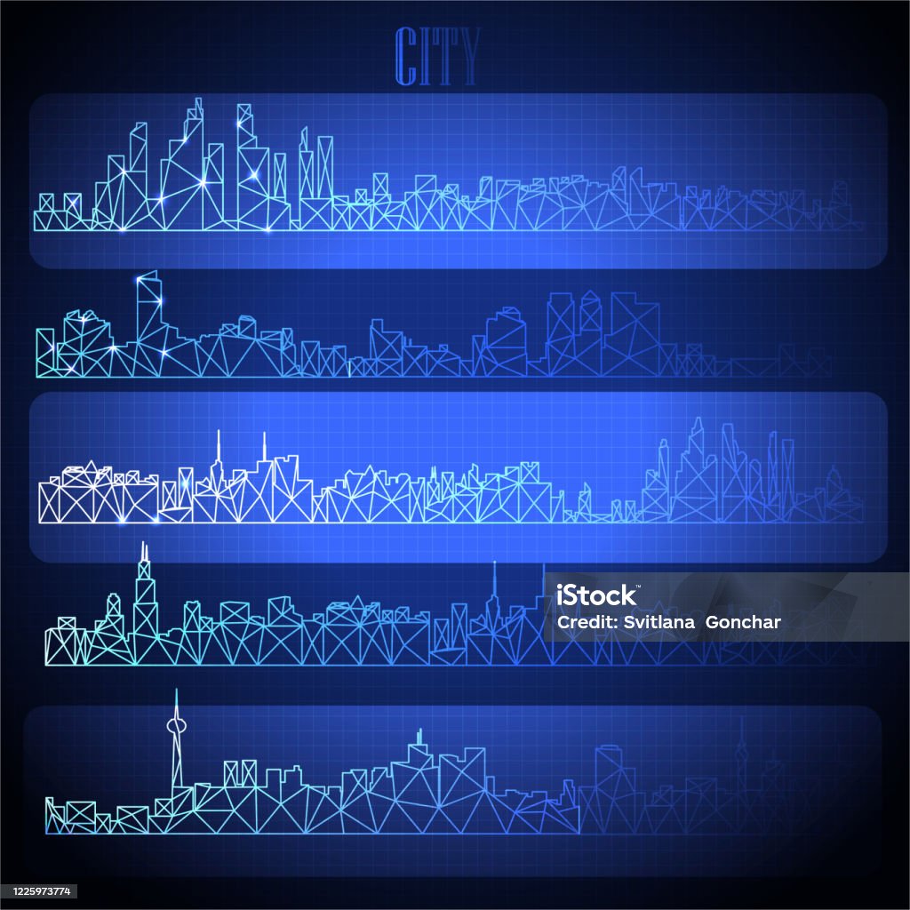 Digital Building City In Vector Set Of Vector Cities In Digital Style Stock Illustration - Download ...