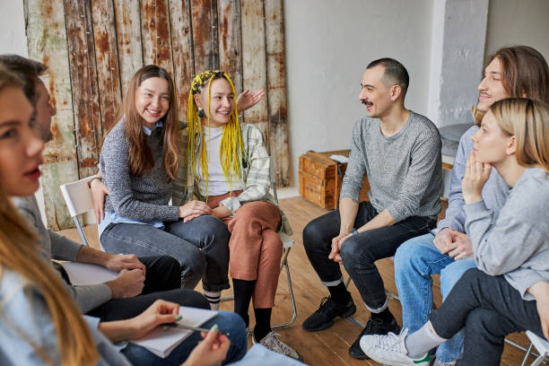 istock rehab group meeting, anonymous alcoholics 1225974390