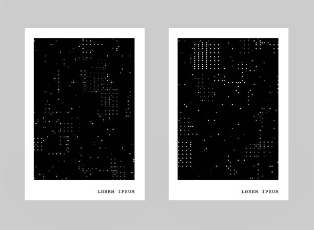 빅 데이터 ai 개념, 미니멀 한 벡터 일러스트. 두 카드 세트, 기술 커버 디자인, 현대 도트 바이너리 코드 템플릿. 디지털 프리젠 테이션, 포스터, 카드, 전단지를위한 그래픽 디자인 요소. - paper simplicity backgrounds large stock illustrations