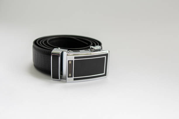 istock black leather belt on a white background 1225979859