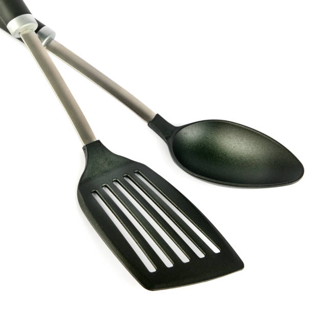 istock Metal Kitchen spoon and spatula on isolated white background. 1225982176