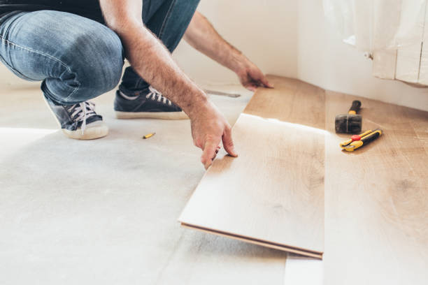 istock The sequence of technological methods for laying and installation of floating flooring - laminate 1225982501