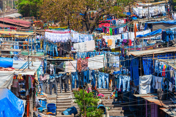 Dhobi Ghat is a open air laundry in Mumbai city, Maharashtra state of India