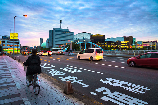 Traffic on a wide street in Osaka, Japan. Photo taken with 42 megapixel professional camera.