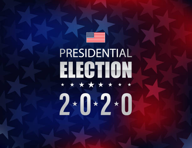 illustrazioni stock, clip art, cartoni animati e icone di tendenza di elezioni usa 2020 con sfondo a stelle e strisce - presidential election illustrations