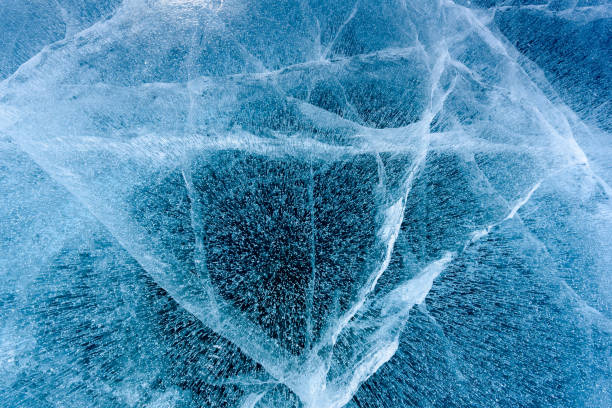 istock Beautiful ice of Lake Baikal with abstract cracks 1225992410