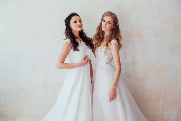istock two brides on wedding wedding blonde brunette 1225992530
