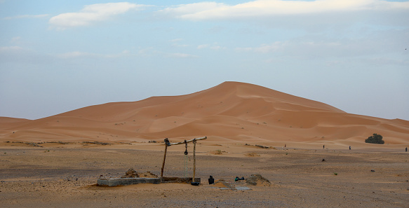 The Sahara the largest arid desert in the world, stars in Morocco with a mixture of sand and rock.