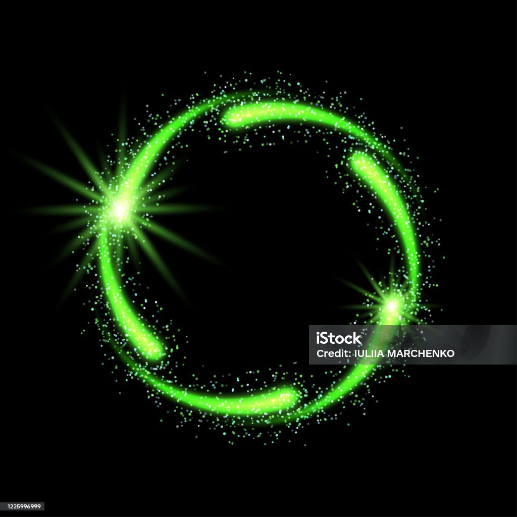 Hình Tròn Neon Trừu Tượng Màu Xanh Lá Cây Trên Nền Đen Khung Màu ...