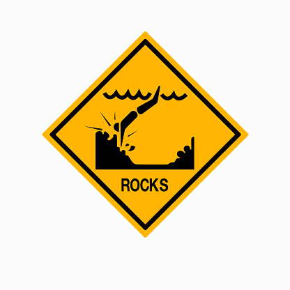 Sharp Rocks Sign Beach Warning Sign Rocks On The Beach Vector Illustration Isolate On White ...