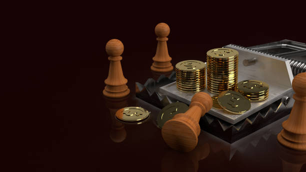 istock gold coins in mouse trap 3d rendering  business concept 1226004681