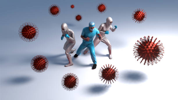 英雄的な医師や看護師はコロナウイルスと戦っています - immune defence ストックフォトと画像