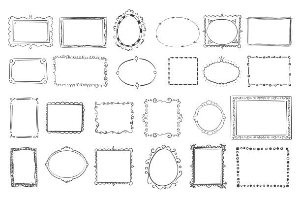 빈티지 프레임 낙서입니다. - black border stock illustrations
