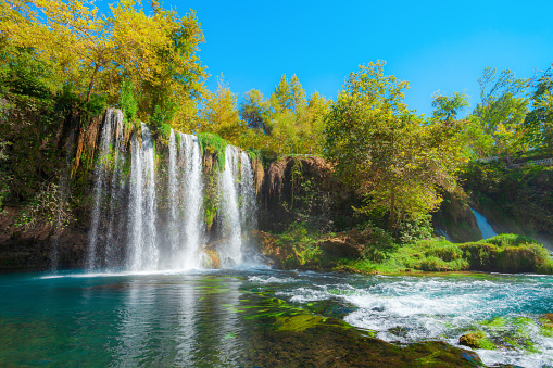 Duden waterfall park in Antalya city in Turkey