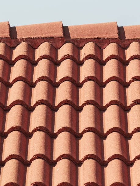 istock Red tiles roof texture architecture background, 1226009024