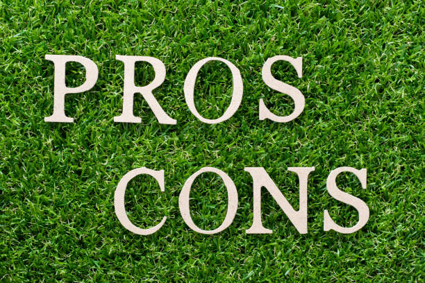 istock Wood alphabet in word pros cons on artificial green grass background 1226011001