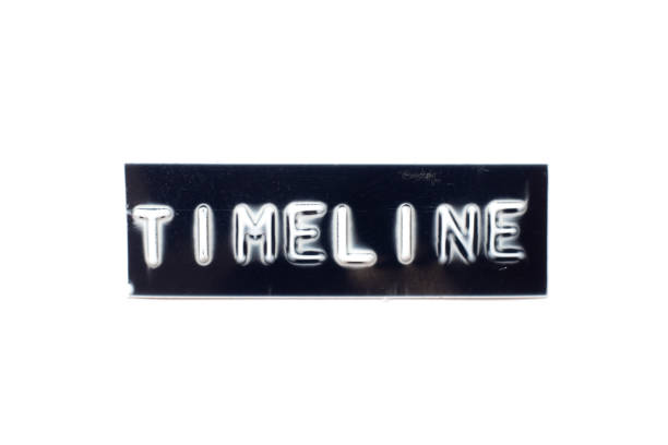 istock Embossed letter in word timeline in black banner on white background 1226011020
