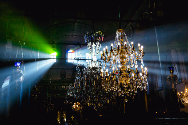 istock Round chandelier in the church 1226011137