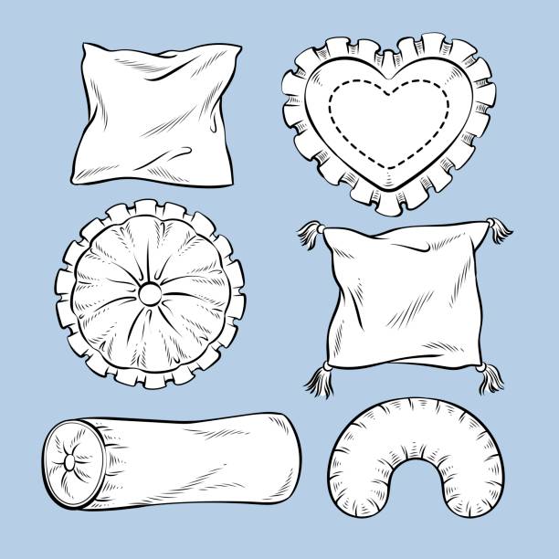 подушки набор - heart shape pillow cushion textile stock illustrations