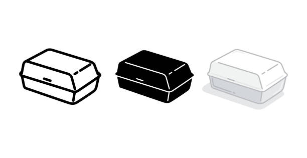 泡の食事ボックスアイコン - ポリスチレン点のイラスト素材／クリップアート素材／マンガ素材／アイコン素材