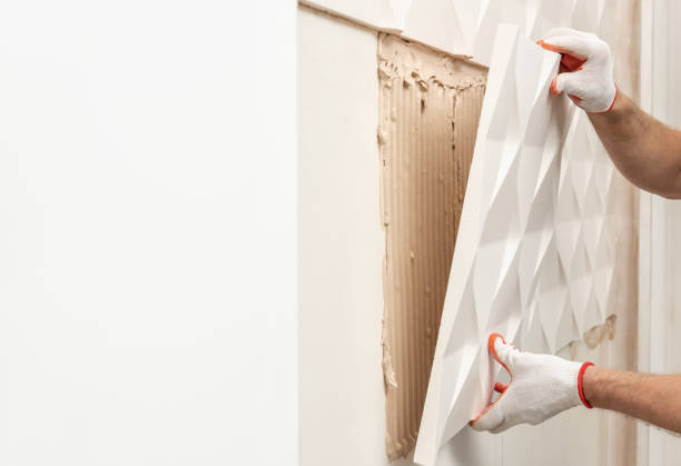 istock Installation of gypsum 3D panel. 1226017974