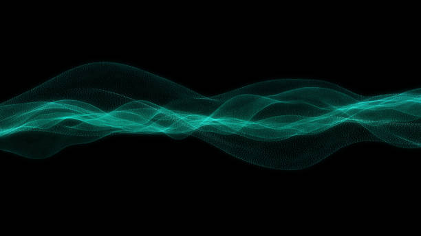 istock The wave strip is green, on a black background particles. 3d illustration 1226019528