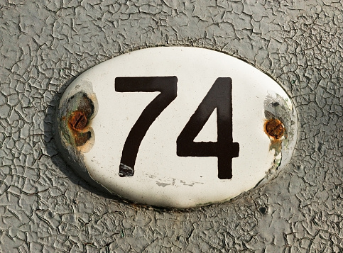 old house number plate No 74